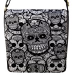 Sugar Skulls   Black And White Flap Closure Messenger Bag (Small)