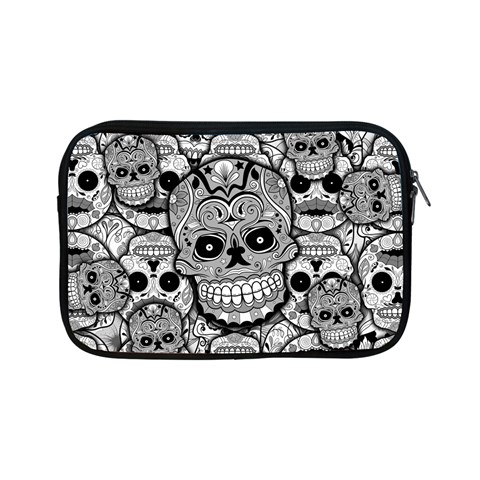 Sugar Skulls   Black And White Apple iPad Mini Zipper Case from ArtsNow.com Front