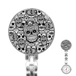 Sugar Skulls   Black And White Stainless Steel Nurses Watch