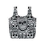 Sugar Skulls   Black And White Full Print Recycle Bag (S)