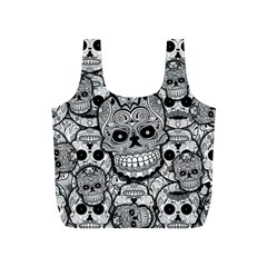 Sugar Skulls   Black And White Full Print Recycle Bag (S) from ArtsNow.com Back