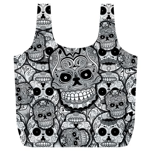 Sugar Skulls   Black And White Full Print Recycle Bag (XL) from ArtsNow.com Front