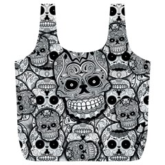 Sugar Skulls   Black And White Full Print Recycle Bag (XL) from ArtsNow.com Front