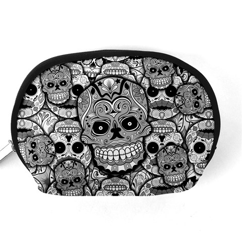 Sugar Skulls   Black And White Accessory Pouch (Medium) from ArtsNow.com Back