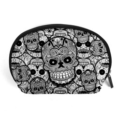 Sugar Skulls   Black And White Accessory Pouch (Large) from ArtsNow.com Front