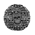 Sugar Skulls   Black And White 15  Premium Flano Round Cushion 