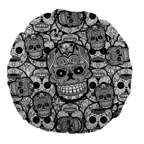 Sugar Skulls   Black And White 18  Premium Flano Round Cushion  from ArtsNow.com Front