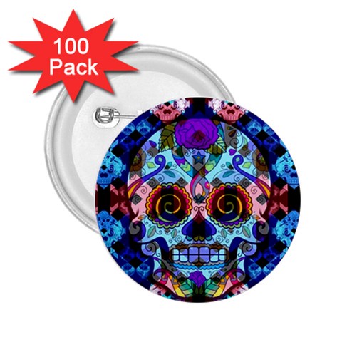 Sugar Skulls   Hypno 2.25  Button (100 pack) from ArtsNow.com Front