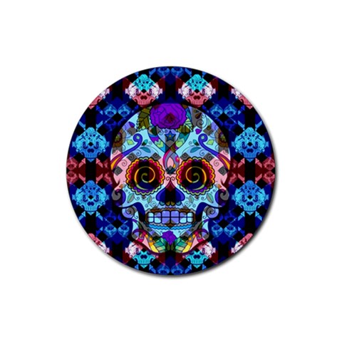 Sugar Skulls   Hypno Rubber Coaster (Round) from ArtsNow.com Front