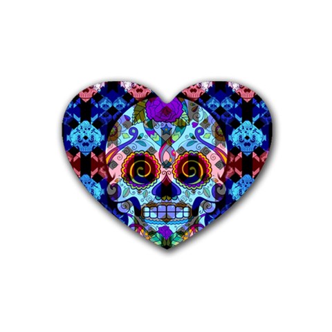 Sugar Skulls   Hypno Heart Coaster (4 pack) from ArtsNow.com Front