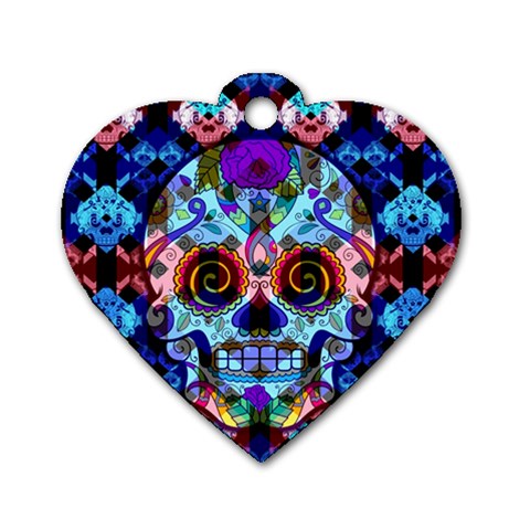 Sugar Skulls   Hypno Dog Tag Heart (Two Sides) from ArtsNow.com Front