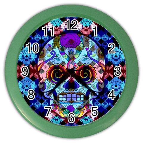 Sugar Skulls   Hypno Color Wall Clock from ArtsNow.com Front