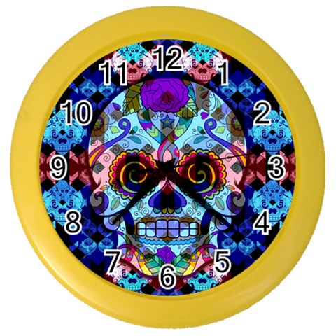 Sugar Skulls   Hypno Color Wall Clock from ArtsNow.com Front