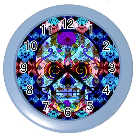 Sugar Skulls   Hypno Color Wall Clock from ArtsNow.com Front