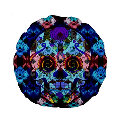 Sugar Skulls   Hypno 15  Premium Round Cushion  from ArtsNow.com Front