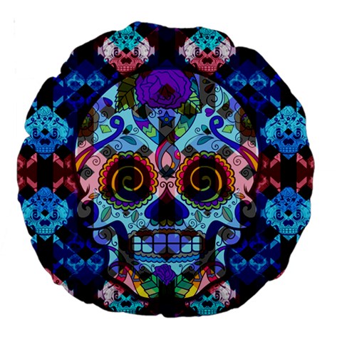 Sugar Skulls   Hypno 18  Premium Round Cushion  from ArtsNow.com Back