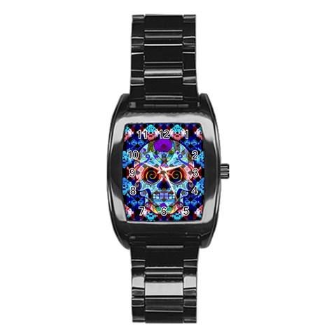 Sugar Skulls   Hypno Men s Stainless Steel Barrel Analog Watch from ArtsNow.com Front