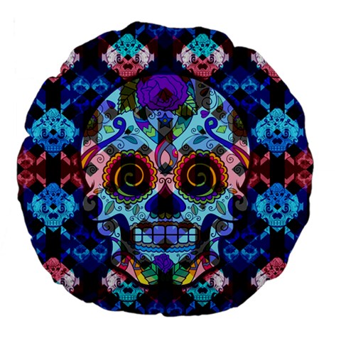 Sugar Skulls   Hypno 18  Premium Flano Round Cushion  from ArtsNow.com Back