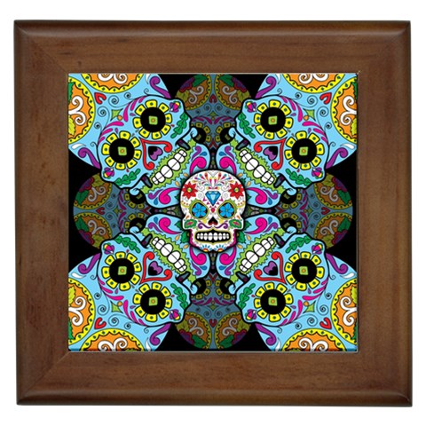 Sugar Skulls   Spiral Framed Tile from ArtsNow.com Front