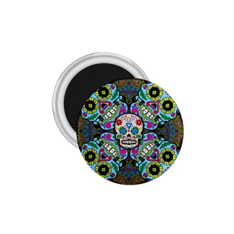 Sugar Skulls   Spiral 1.75  Magnet from ArtsNow.com Front