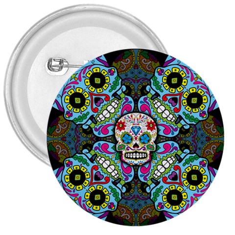 Sugar Skulls   Spiral 3  Button from ArtsNow.com Front