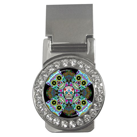 Sugar Skulls   Spiral Money Clip (CZ) from ArtsNow.com Front