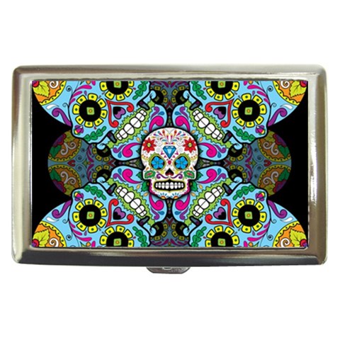 Sugar Skulls   Spiral Cigarette Money Case from ArtsNow.com Front