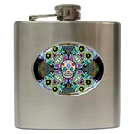 Sugar Skulls   Spiral Hip Flask (6 oz)