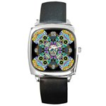 Sugar Skulls   Spiral Square Metal Watch