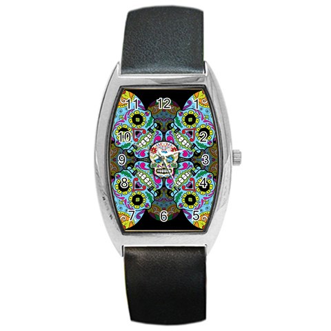 Sugar Skulls   Spiral Barrel Style Metal Watch from ArtsNow.com Front