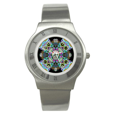 Sugar Skulls   Spiral Stainless Steel Watch from ArtsNow.com Front