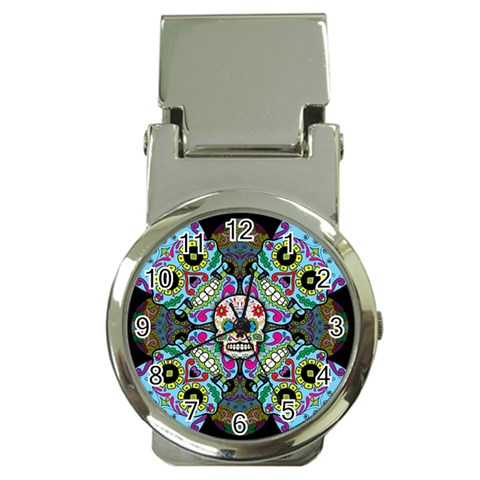 Sugar Skulls   Spiral Money Clip Watch from ArtsNow.com Front