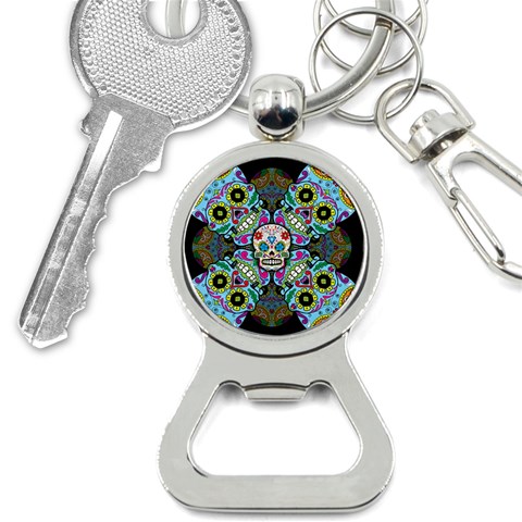 Sugar Skulls   Spiral Bottle Opener Key Chain from ArtsNow.com Front