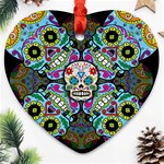 Sugar Skulls   Spiral Heart Ornament (Two Sides)