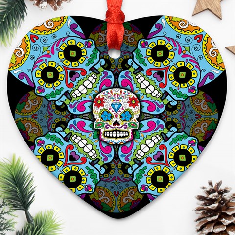 Sugar Skulls   Spiral Heart Ornament (Two Sides) from ArtsNow.com Back