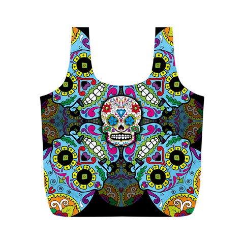 Sugar Skulls   Spiral Full Print Recycle Bag (M) from ArtsNow.com Front