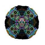 Sugar Skulls   Spiral 15  Premium Flano Round Cushion 