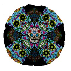 Sugar Skulls   Spiral 18  Premium Flano Round Cushion  from ArtsNow.com Front