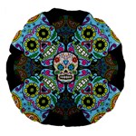 Sugar Skulls   Spiral 18  Premium Flano Round Cushion 