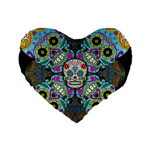 Sugar Skulls   Spiral 16  Premium Flano Heart Shape Cushion  from ArtsNow.com Front