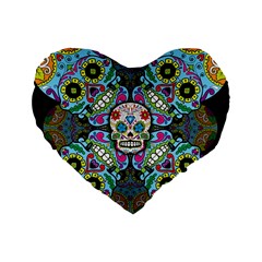 Sugar Skulls   Spiral 16  Premium Flano Heart Shape Cushion  from ArtsNow.com Front