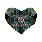 Sugar Skulls   Spiral 16  Premium Flano Heart Shape Cushion 