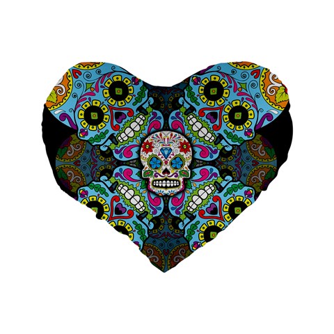 Sugar Skulls   Spiral 16  Premium Flano Heart Shape Cushion  from ArtsNow.com Back