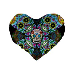 Sugar Skulls   Spiral 16  Premium Flano Heart Shape Cushion  from ArtsNow.com Back