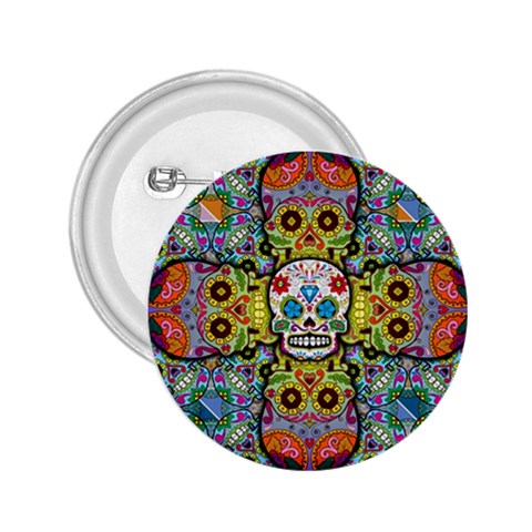 Sugar Skulls   Patterned 2.25  Button from ArtsNow.com Front