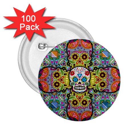 Sugar Skulls   Patterned 2.25  Button (100 pack) from ArtsNow.com Front