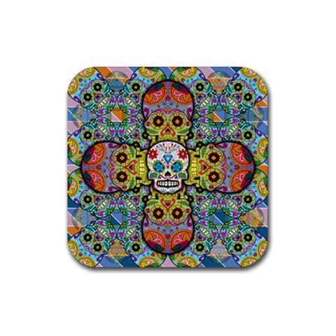 Sugar Skulls   Patterned Rubber Coaster (Square) from ArtsNow.com Front