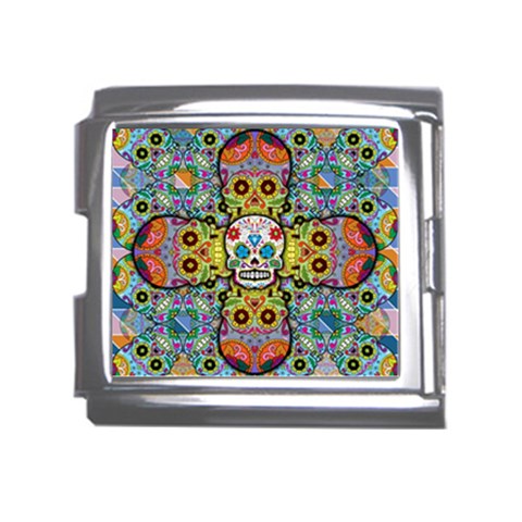 Sugar Skulls   Patterned Mega Link Italian Charm (18mm) from ArtsNow.com Front