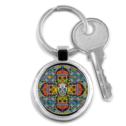 Sugar Skulls   Patterned Key Chain (Round) from ArtsNow.com Front