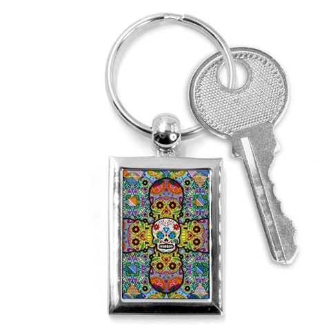 Sugar Skulls   Patterned Key Chain (Rectangle) from ArtsNow.com Front